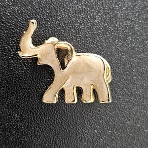 Vintage RARE Minature Elephant Brooch with Pearl Color & Gold Tone Metal